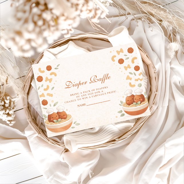 Cute Italian Little Meatball Diapper Raffle Begleitkarte (Von Creator hochgeladen)