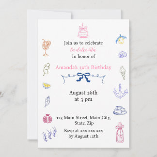 Cute Italian Minimalist  Birthday Einladung