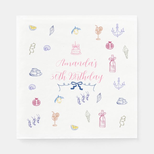 Cute Italian Minimalist Birthday Serviette (Vorderseite)