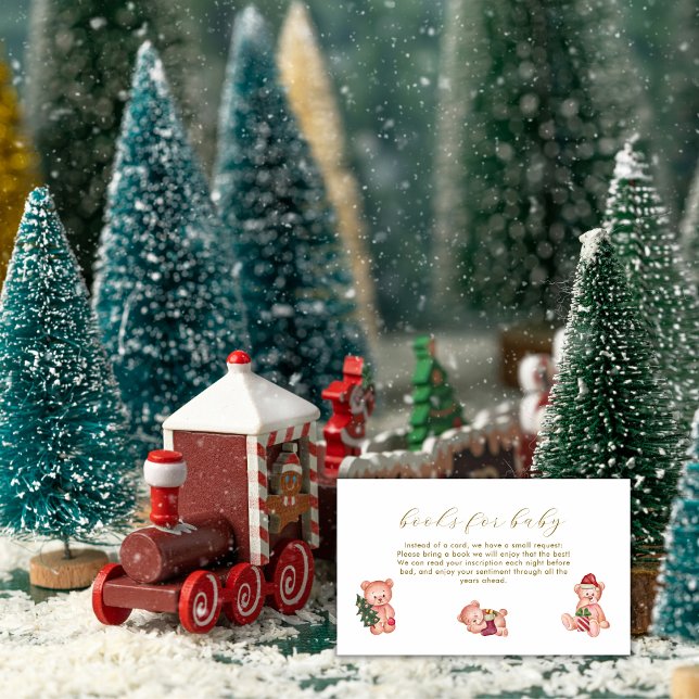 Cute It's Cold Outside Bear Books For Baby Shower  Begleitkarte (Cute It's Cold Outside Bear Books For Baby Shower Enclosure Card)