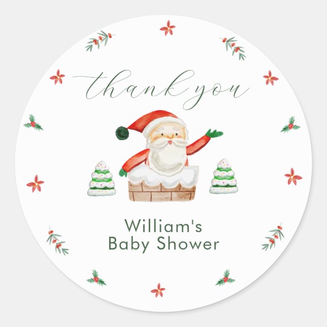 Cute It's Cold Outside Winter Santa Baby Shower  Runder Aufkleber (Vorderseite)