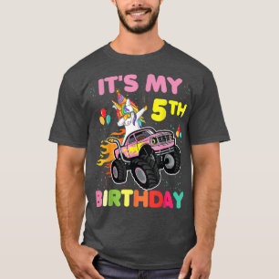 Cute It's My 5th Birthday I'm Five Unicorn Monster T-Shirt