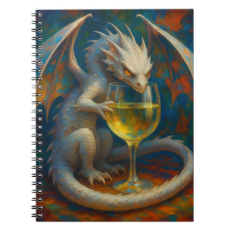 Cute Ivory Dragon & White Wine Fantasy Art Notizblock