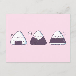 Cute Japanese Food Onigiri Rice Balls Funny Postkarte