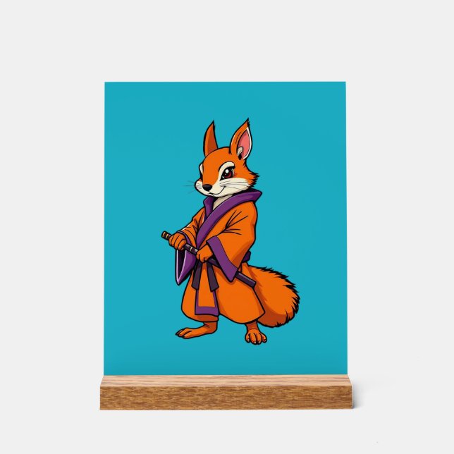Cute Japanese Samurai Squirrel Acrylschild (Vorderseite)