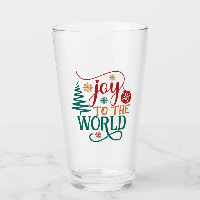 Cute 'Joy to the World' Christmas Glas (Vorderseite)