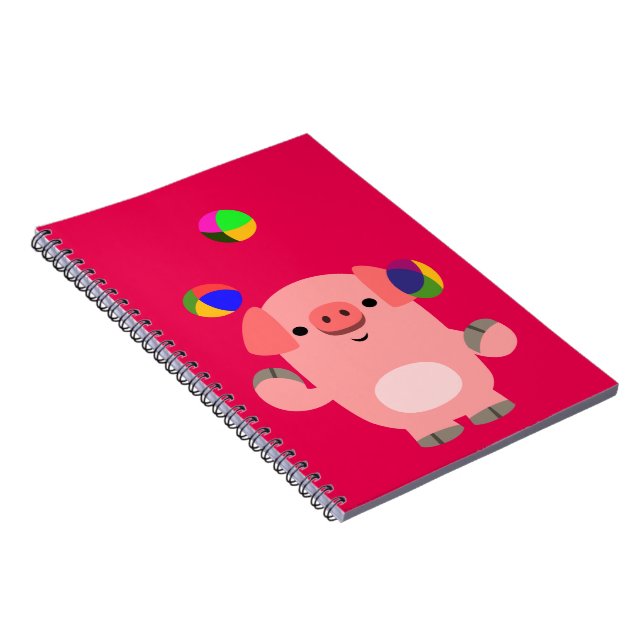 Cute Juggling Cartoon Pig Notebook Notizblock (Rechte Seite)