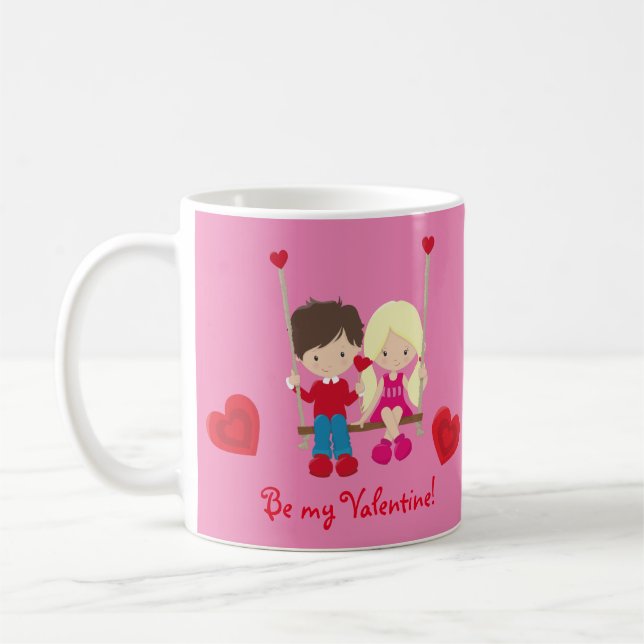 Cute Junge und Mädchen Valentine's Day Szene Kaffeetasse (Links)