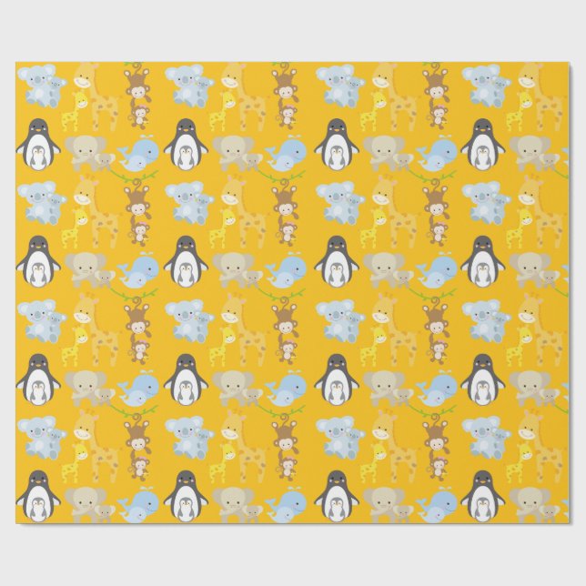 Cute Jungle Animal Wrapping Paper – Animals Geschenkpapier (Flach)