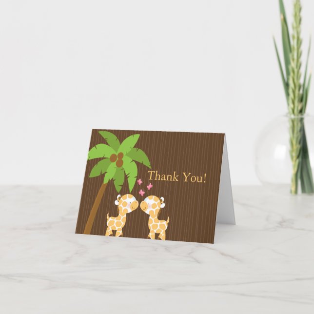 Cute Jungle Giraffe Multiple Baby Shower Thank You Dankeskarte (Vorderseite)