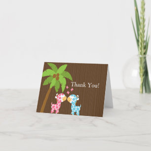 Cute Jungle Giraffe Multiple Baby Shower Thank You Dankeskarte