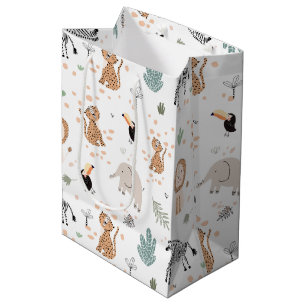Cute Jungle Rainforest Animals Pattern Mittlere Geschenktüte