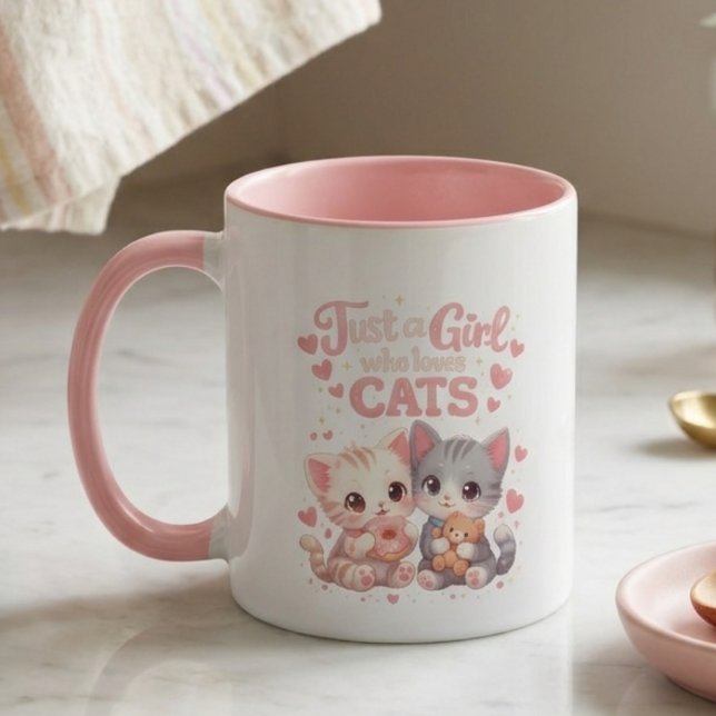 Cute Just a Girl Who Loves Cats Cute Coffee Tasse (Von Creator hochgeladen)