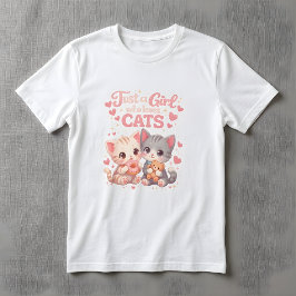Cute Just a Girl Who Loves Cats Cute Kittens  T-Shirt