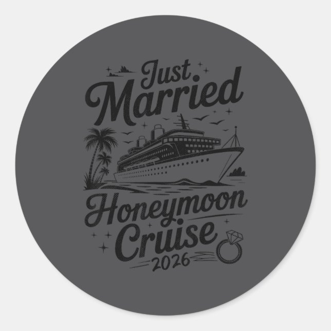 Cute Just Married Honeymoon Cruise 2026 Newlyweds  Runder Aufkleber (Vorderseite)