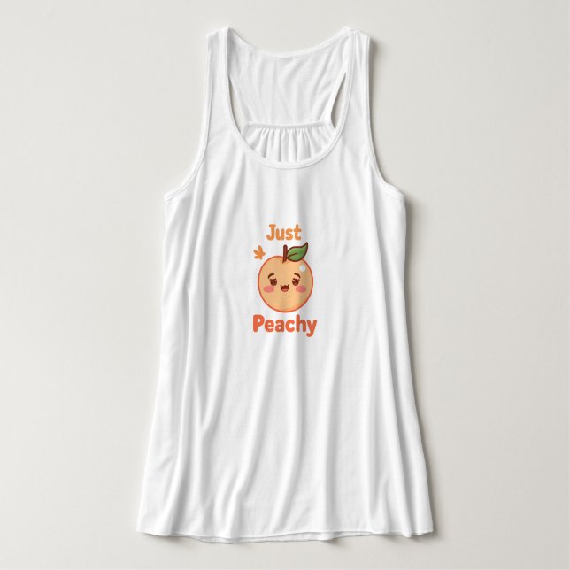 Cute "Just Peachy" Kawaii Fruit Tank Top (Design Vorderseite)
