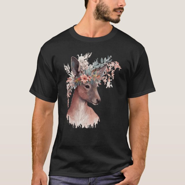 Cute Kangaroo Flower Crown Floral Kangaroo T-Shirt (Vorderseite)