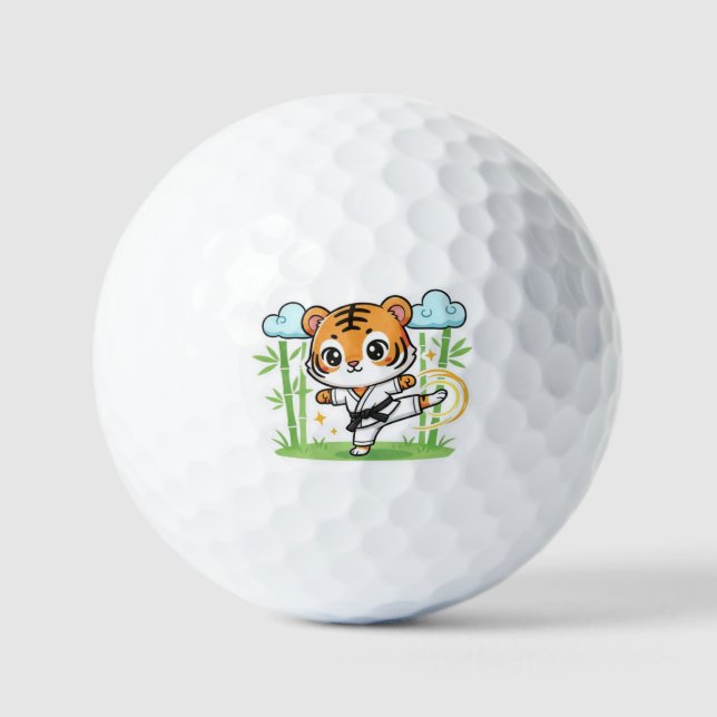 Cute Karate Tiger Kids Design Golfball (Vorderseite)