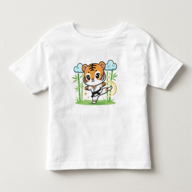 Cute Karate Tiger Kids Design Kleinkind T-shirt (Vorderseite)