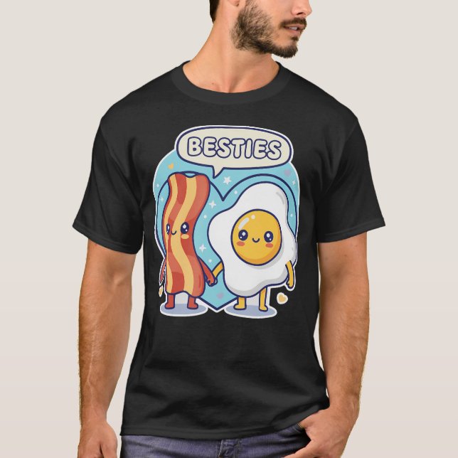 Cute Kawai Bacon Egg Breakfast Besties Bff Friends T-Shirt (Vorderseite)
