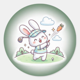 Cute Kawai Bunny Golfer Sport Runder Aufkleber
