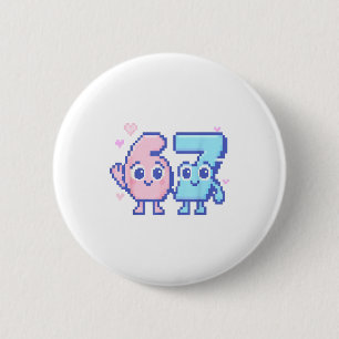 Cute Kawaii 67 Sechs Sieben Meme 6 7 Mädchen Itali Button