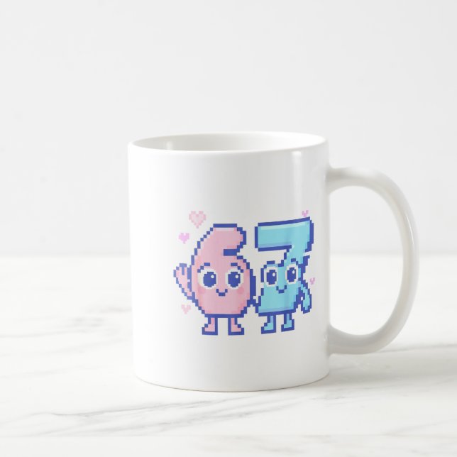 Cute Kawaii 67 Six Seven Meme 6 7 Girls Italian Br Kaffeetasse (Rechts)