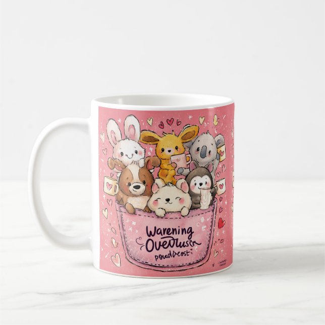 Cute Kawaii Animal Watercolor Illustration Kaffeetasse (Links)