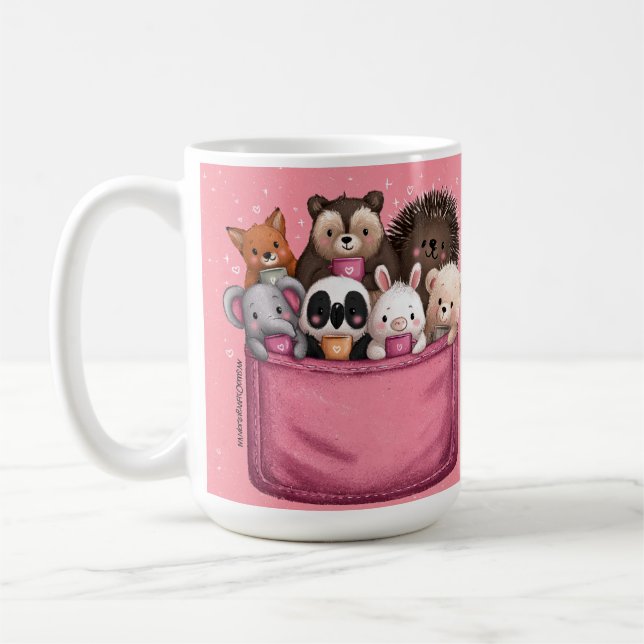 Cute Kawaii Animal Watercolor Illustration Kaffeetasse (Links)