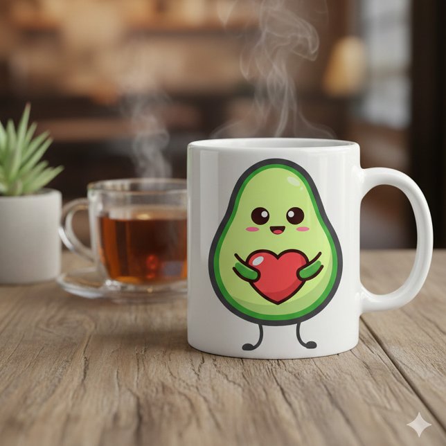 Cute Kawaii Avocado Heart Love - Adorable Healthy  Zweifarbige Tasse (Von Creator hochgeladen)