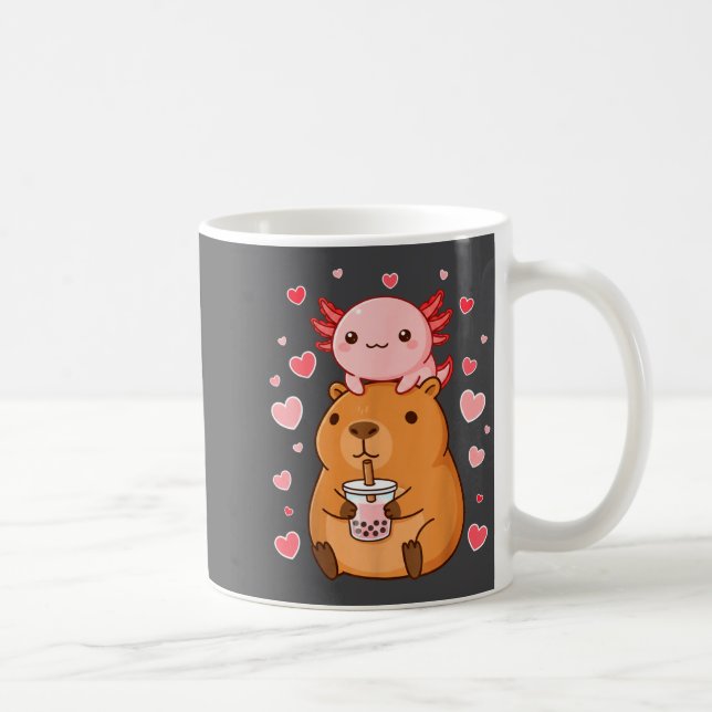 Cute Kawaii Axolotl Capybara Bubble Tea Boys Girls Kaffeetasse (Rechts)