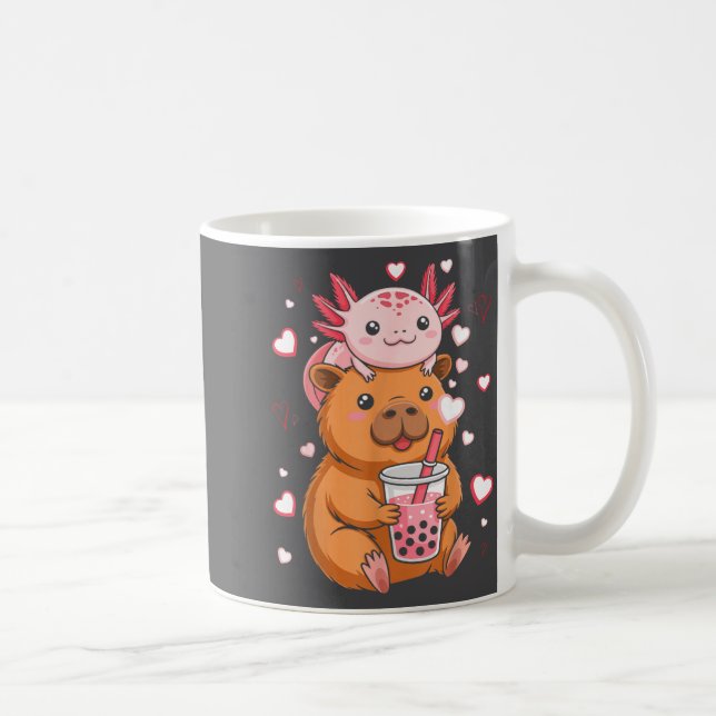 Cute Kawaii Axolotl Capybara Bubble Tea Boys Girls Kaffeetasse (Rechts)