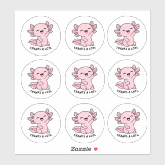 Cute Kawaii Axolotl Thank You Sticker Sheet 