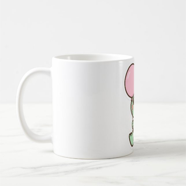 Cute Kawaii Baby Dinosaur with Balloon Mug Kaffeetasse (Links)