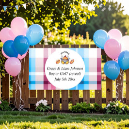 Cute Kawaii Baby-Q Gender Reveal Party  Banner