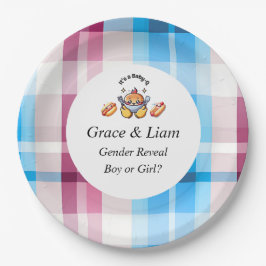 Cute Kawaii Baby-Q Gender Reveal Party Pappteller