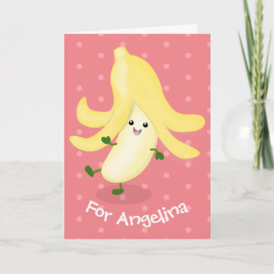 Cute kawaii banana cartoon karte