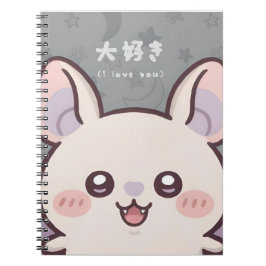 Cute Kawaii Bat Notebook - "Daisuki" (I Love You)  Notizblock