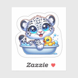 Cute Kawaii Bath Snow Leopard Sticker