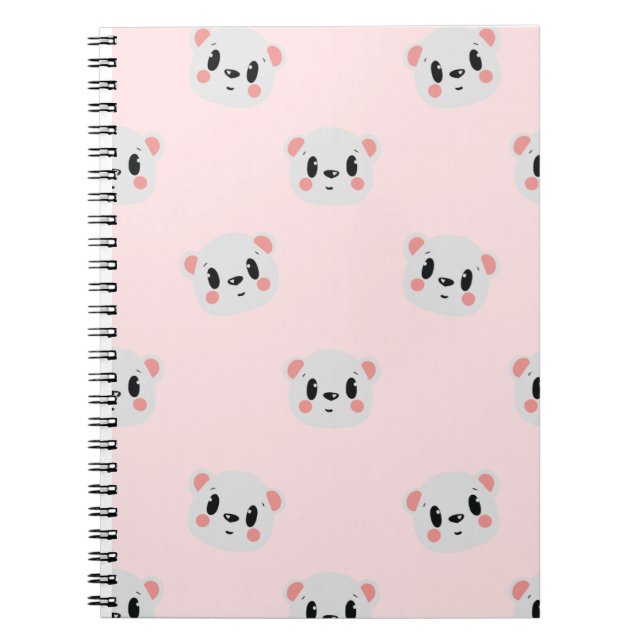 Cute Kawaii Bear Face Pattern on Pastel Pink Notizblock (Vorderseite)