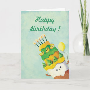 Cute Kawaii Birthday Cake Karte