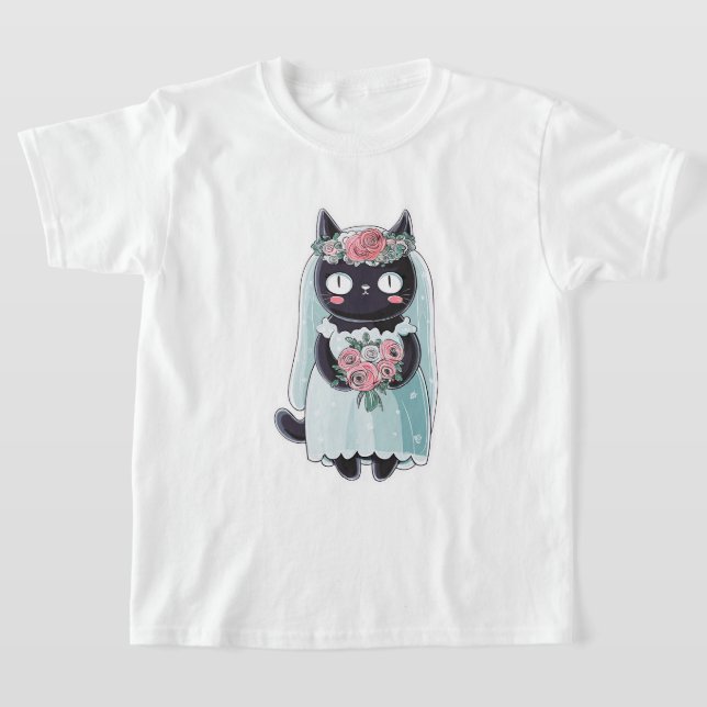 Cute Kawaii Black Cat Wearing a Veil T-Shirt (Ablage )