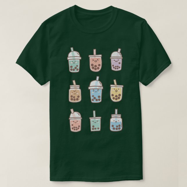 Cute Kawaii Boba Anime Bubble Tea Pastel  799 T-Shirt (Design vorne)