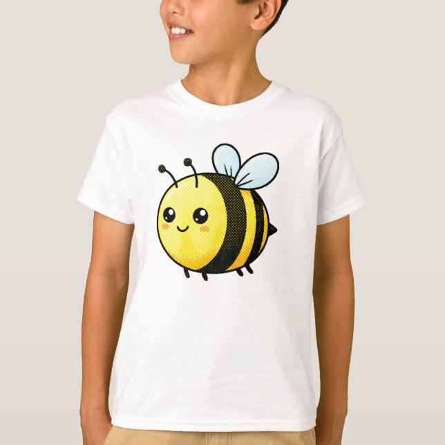 Cute Kawaii Bumblebee Cartoon Kids T-Shirt (Vorderseite)