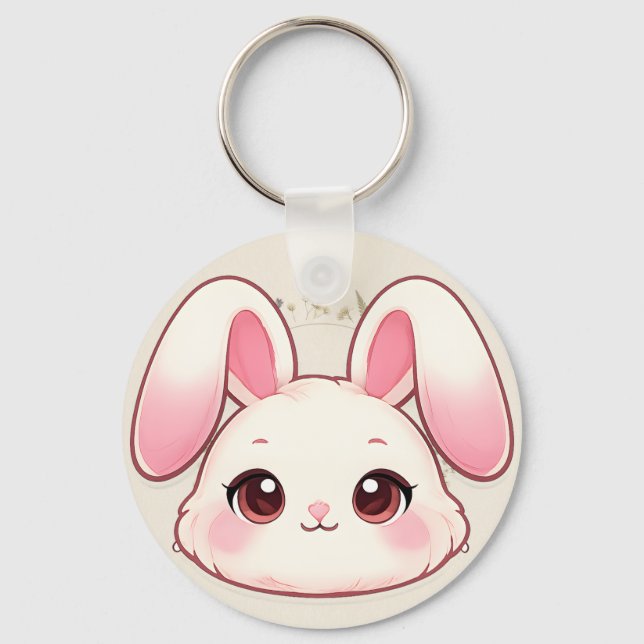 Cute Kawaii Bunny Face Keychain Schlüsselanhänger (Vorderseite)