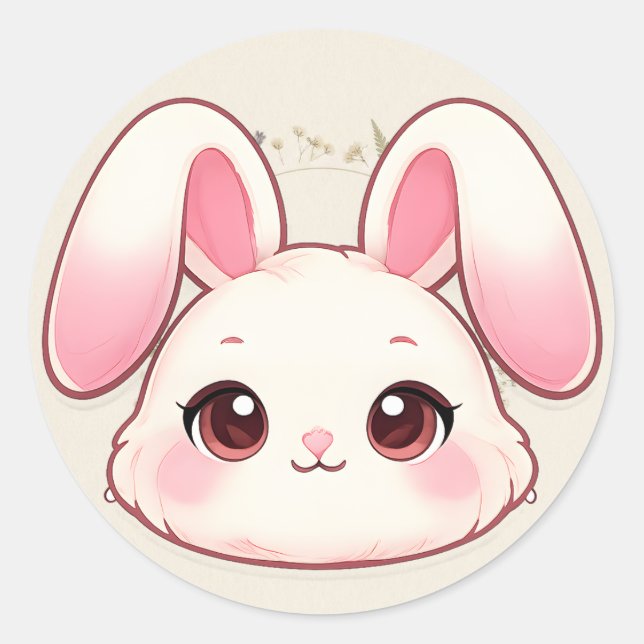 Cute Kawaii Bunny Face Sticker (Vorderseite)