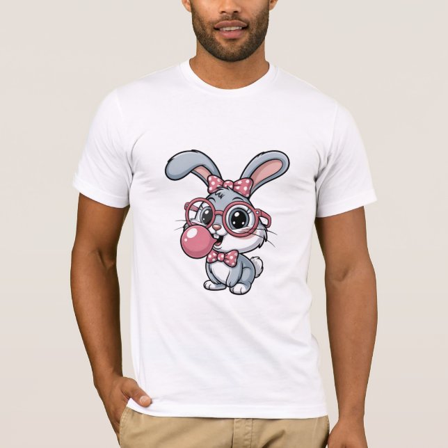 Cute Kawaii Bunny with Glasses T-Shirt (Vorderseite)
