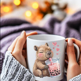 Cute Kawaii Capybara Drink Boba Bubble Tea Kaffeetasse