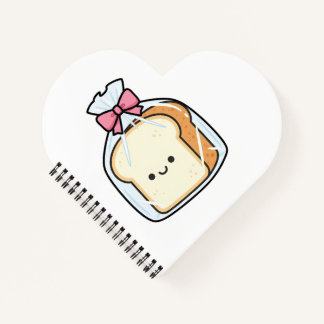 Cute Kawaii Cartoon Illustration of Sliced Bread Notizbuch