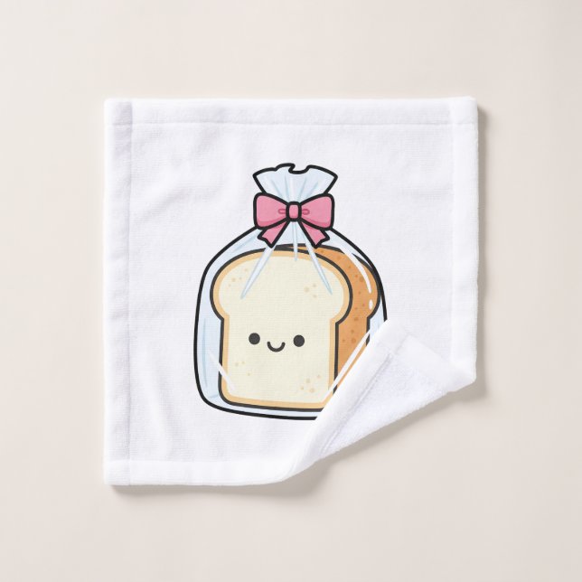 Cute Kawaii Cartoon Illustration of Sliced Bread  Waschlappen (Waschlappen)